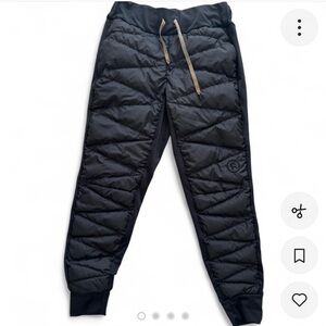 Backcountry women’s black puffer joggers with adjustable waistband (size small)